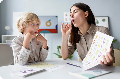 Child working on a personalized ABA activity during a therapy session